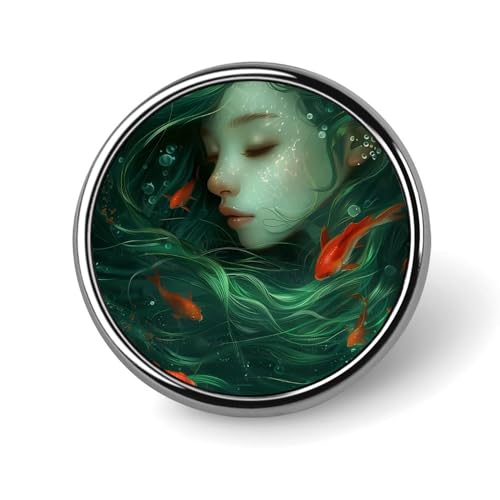 Schöne Mädchen Japanische Fische Runde Abzeichen Personalisierte Button Brosche Anstecknadeln für Kleidung Dekoration von FJQWKLF