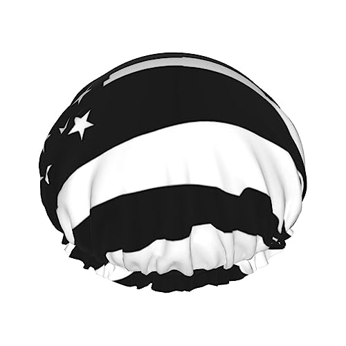 Schwarz-weiße Duschhaube mit amerikanischer Flagge und Gunflag für Damen. Leichte, wiederverwendbare Hauben für Damen von FJQWKLF