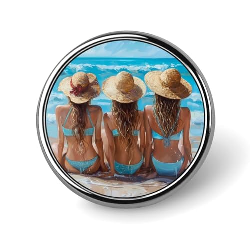 Strand Frauen Runde Abzeichen Personalisierte Button Brosche Anstecknadeln für Kleidung Dekoration von FJQWKLF
