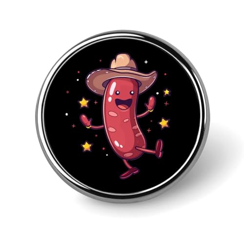 Tanzende Wurst, runde Brosche, süße Anstecknadeln, Dekoration, Schmuck für Männer und Frauen, Anstecknadeln aus Metall von FJQWKLF