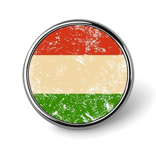 Ungarn Vintage Flagge Runde Brosche Niedliche Anstecknadeln Dekoration Schmuck für Männer Frauen Metall Anstecknadeln von FJQWKLF