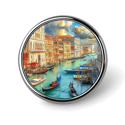 Venedig Grand Canal Runde Brosche Niedliche Anstecknadeln Dekoration Schmuck für Männer Frauen Metall Anstecknadeln von FJQWKLF