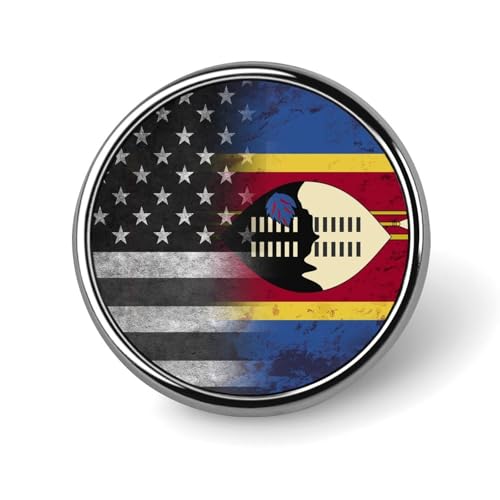 Vintage USA Swasiland Flagge Runde Brosche Niedliche Anstecknadeln Dekoration Schmuck für Männer Frauen Metall Anstecknadeln von FJQWKLF