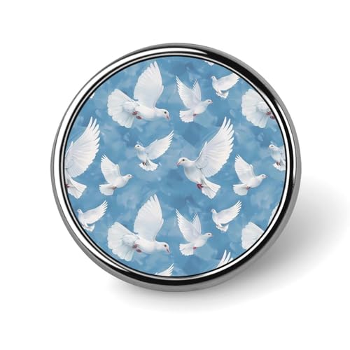 Weiße Taube Runde Brosche Pin Anstecknadeln Krawatte Anzug Kleid Zubehör Hochzeit Geburtstag Für Männer Frauen von FJQWKLF