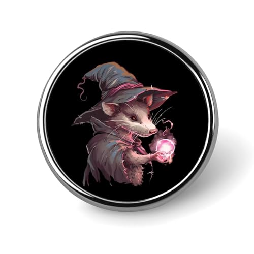 Zauberer-Opossum, runde Brosche, niedliche Anstecknadeln, Dekoration, Schmuck für Männer und Frauen, Anstecknadeln aus Metall von FJQWKLF
