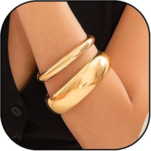 FJTNSQXSZ 3-teiliges Damen-Armband-Set, goldfarben, unregelmäßiges Armband, Modeschmuck, Einheitsgröße, Legierter Stahl, Kein Edelstein FJTNSQXSZ 3-teiliges Damen-Armband-Set, goldfarben, unregelmäßiges Armband, Modeschmuck, Einheitsgröße, Legierter Stahl, Kein Edelstein von FJTNSQXSZ