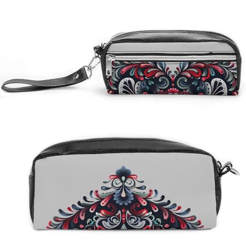 FJWKLRBV Federmäppchen im Volkskunst-Stil, bedrucktes Federmäppchen, Stifteetui, Organizer, kleine Kosmetiktasche, große Bleistifttasche, Beutelbox von FJWKLRBV
