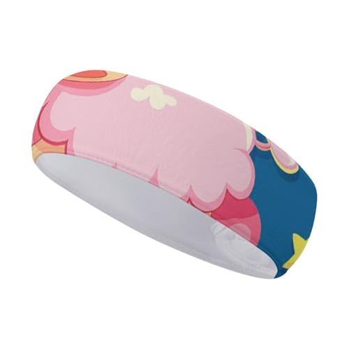 FJWKLRBV Sport Stirnband Schlaf auf dem Mond Gedruckt Schweißband Stirnband Breite Stirnbänder Sport Stirnbänder für Laufen Yoga Alltag Workout Unisex von FJWKLRBV