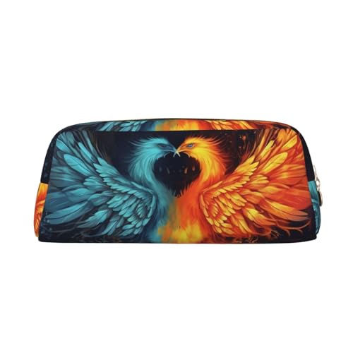 FJWSLCH Fire and Water Phoenix Make-up-Tasche, Reise-Kosmetiktasche für Damen und Herren, Federmäppchen, Reißverschluss, Kulturbeutel, Geldbörse, Gold, Einheitsgröße von FJWSLCH