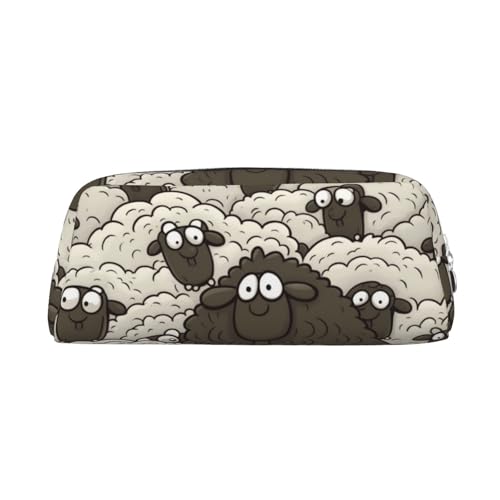 FJWSLCH Kosmetiktasche mit Cartoon-Schafen, für Damen und Herren, mit Reißverschluss, Kulturbeutel, Geldbörse, silber, Einheitsgröße von FJWSLCH