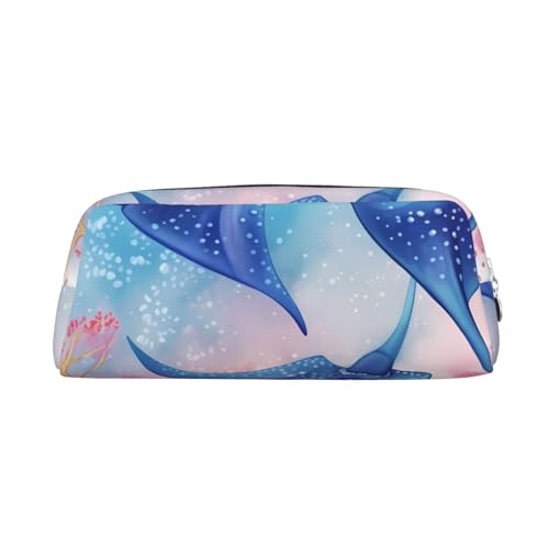 FJWSLCH Kosmetiktasche mit Meerestieren, Stachelrochen, Reise-Kosmetiktasche für Damen und Herren, Federmäppchen, Reißverschluss, Kulturbeutel, Geldbörse, silber, Einheitsgröße von FJWSLCH