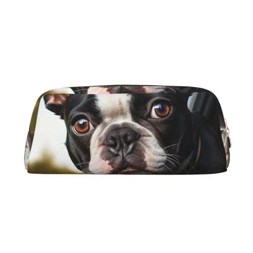 FJWSLCH Make-up-Tasche mit Boston-Terrier-Motiv, Reise-Kosmetiktasche für Damen und Herren, Federmäppchen, Reißverschluss, Kulturbeutel, Gold, Einheitsgröße von FJWSLCH