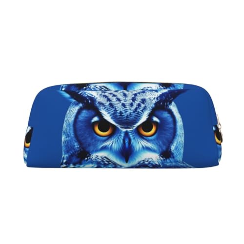 FJWSLCH Make-up-Tasche mit blauer Eule, Reise-Kosmetiktasche für Damen und Herren, Federmäppchen, Reißverschluss, Kulturbeutel, Gold, Einheitsgröße von FJWSLCH