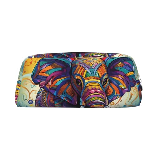 FJWSLCH Make-up-Tasche mit buntem Elefant, Reise-Kosmetiktasche für Damen und Herren, Federmäppchen, Reißverschluss, Kulturbeutel, silber, Einheitsgröße von FJWSLCH