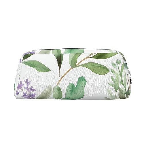 FJWSLCH Make-up-Tasche mit grünen Blumen, Reise-Kosmetiktasche für Damen und Herren, Federmäppchen, Reißverschluss, Kulturbeutel, silber, Einheitsgröße von FJWSLCH