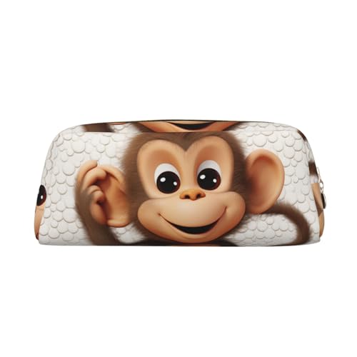 FJWSLCH Make-up-Tasche mit niedlichem Affen-Motiv, Reise-Kosmetiktasche für Damen und Herren, Federmäppchen, Reißverschluss, Kulturbeutel, Gold, Einheitsgröße von FJWSLCH