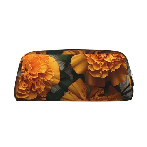 FJWSLCH Ringelblumen-Make-up-Tasche, Reise-Kosmetiktasche für Damen und Herren, Federmäppchen, Reißverschluss, Kulturbeutel, Geldbörse, silber, Einheitsgröße von FJWSLCH