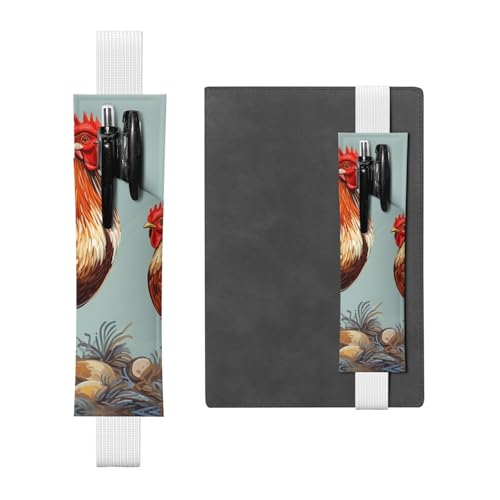 FJWSLCH Verstellbarer Stifthalter, elastisches Band, Bleistifttasche, Clip, PU-Leder, Stifteetui für Hardcover-Journals, Huhn-Druck, Stifthalter für Notebook, hält 2–3 Stifte, schwarz, weiß, FJWSLCH Verstellbarer Stifthalter, elastisches Band, Bleistifttasche, Clip, PU-Leder, Stifteetui für Hardcover-Journals, Huhn-Druck, Stifthalter für Notebook, hält 2–3 Stifte, schwarz, weiß, von FJWSLCH