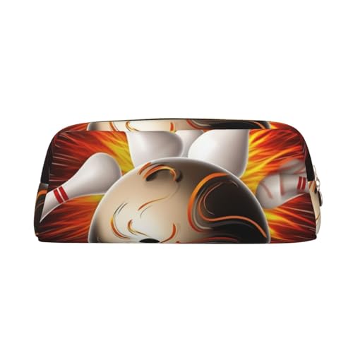 FJWSLCH Vintage Sport Bowling Ball Make-up Tasche Reise Kosmetiktasche für Damen Herren Federmäppchen Reißverschluss Kulturbeutel Geldbörse, Gold, Einheitsgröße von FJWSLCH