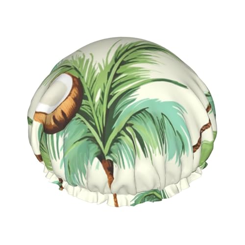 Wiederverwendbare Duschhaube für Damen und Herren, groß, wasserdicht, Duschhaube, waschbar, Badekappe, Sommer, Kokosnussbaum, Haarmütze, elastisches Band, doppellagiger Duschhut für langes Haar, Zöpfe Wiederverwendbare Duschhaube für Damen und Herren, groß, wasserdicht, Duschhaube, waschbar, Badekappe, Sommer, Kokosnussbaum, Haarmütze, elastisches Band, doppellagiger Duschhut für langes Haar, Zöpfe von FJWSLCH