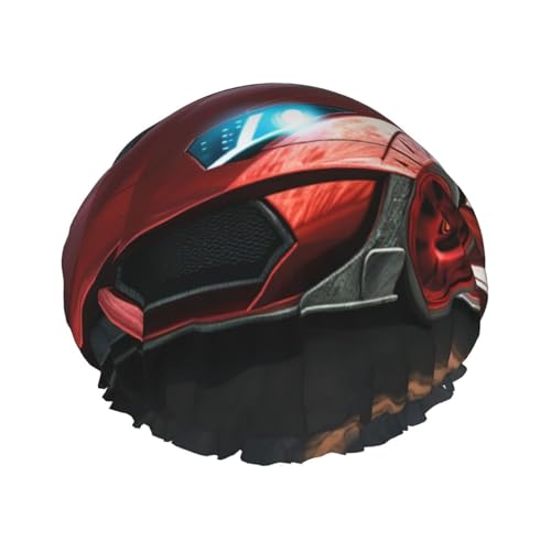 Wiederverwendbare Duschhaube für Damen und Herren, groß, wasserdicht, waschbar, Badekappe, rotes Rennautohaar, elastisches Band, doppellagiger Duschhut für langes Haar, Zöpfe von FJWSLCH