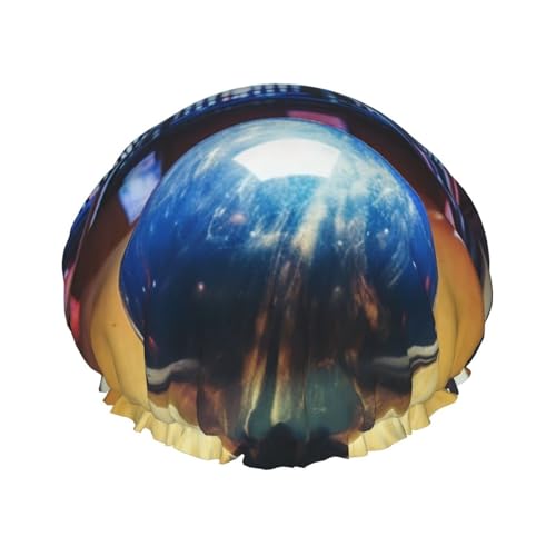 Wiederverwendbare Duschhaube für Damen und Herren, große wasserdichte Duschhaube, waschbar, Badekappe, Bowlinghaarmütze, elastisches Band, doppellagiger Duschhut für langes Haar, Zöpfe von FJWSLCH