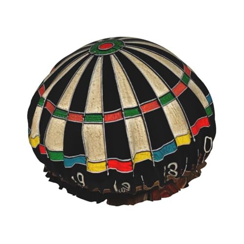 Wiederverwendbare Duschhaube für Damen und Herren, große wasserdichte Duschhaube, waschbar, Badekappe, Dartscheibe, Haarmütze, elastisches Band, doppellagiger Duschhut für langes Haar, Zöpfe von FJWSLCH