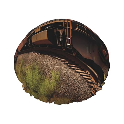 Wiederverwendbare Duschhaube für Damen und Herren, große wasserdichte Duschhaube, waschbar, Badekappe, Güterzug, Haarhut, elastisches Band, doppellagiger Duschhut für langes Haar, Zöpfe von FJWSLCH