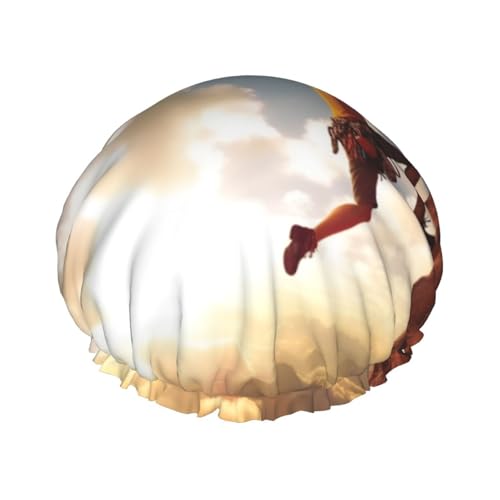 Wiederverwendbare Duschhaube für Damen und Herren, große wasserdichte Duschhaube, waschbar, Badekappe, Klettern, Sport, Haarmütze, elastisches Band, doppellagiger Duschhut für langes Haar, Zöpfe von FJWSLCH