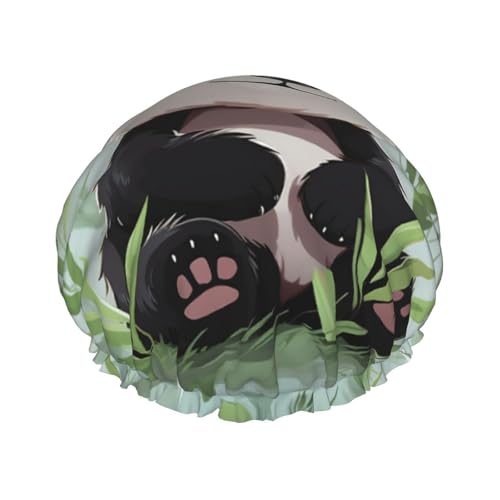 Wiederverwendbare Duschhaube für Damen und Herren, große wasserdichte Duschhaube, waschbar, Badekappe, niedliche Tierhaarmütze, elastisches Band, doppellagiger Duschhut für langes Haar, Zöpfe von FJWSLCH