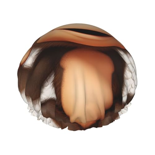 Wiederverwendbare Duschhaube für Damen und Herren, große wasserdichte Duschhaube, waschbar, Badekappe, niedlicher Affenhaar, elastisches Band, doppellagiger Duschhut für langes Haar, Zöpfe von FJWSLCH