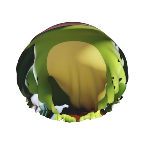 Wiederverwendbare Duschhaube für Damen und Herren, große wasserdichte Duschhaube, waschbar, Badekappe, niedlicher Froschhaarmut, elastisches Band, doppellagiger Duschhut für langes Haar, Zöpfe von FJWSLCH