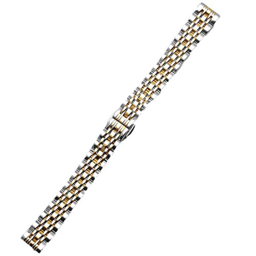 Uhrenarmbänder Edelstahl Perlen aus Uhrenarmband Armband für Frauen Wasserdichter Schnellverschluss,Silver+Gold-12mm Uhrenarmbänder Edelstahl Perlen aus Uhrenarmband Armband für Frauen Wasserdichter Schnellverschluss,Silver+Gold-12mm von FJXJLKQS