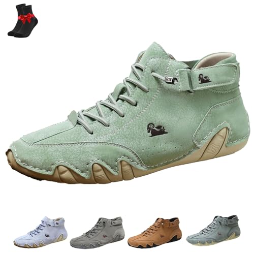 FJZFXKZL Alpaka Barfußschuhe, Alpaka - Ergonomische, wasserdichte & schmerzlindernde Barfußschuhe aus Leder for Damen und Herren(Green,43 EU) von FJZFXKZL