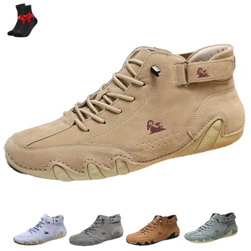 FJZFXKZL Alpaka Barfußschuhe, Alpaka - Ergonomische, wasserdichte & schmerzlindernde Barfußschuhe aus Leder for Damen und Herren(Khaki,47 EU) von FJZFXKZL