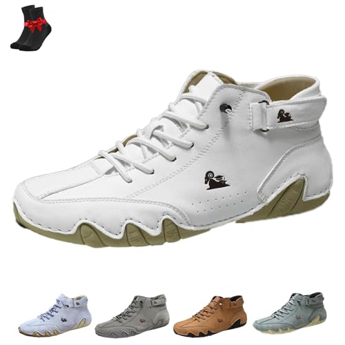 FJZFXKZL Alpaka Barfußschuhe, Alpaka - Ergonomische, wasserdichte & schmerzlindernde Barfußschuhe aus Leder for Damen und Herren(White,48 EU) von FJZFXKZL