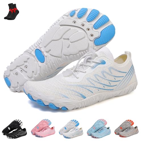 FJZFXKZL Barfußschuhe for Damen und Herren, rutschfeste Schuhe mit breiter Zehenpartie, wasserdichte Strand- und Wasser-Sneaker(White,42 EU) von FJZFXKZL