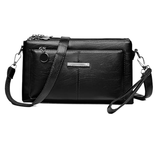 FJZFXKZL Blaciokamith Handytasche mit großer Kapazität, Umhängetasche, weiche Ledertasche mit mehreren Taschen, Umhängetasche(Black-A) von FJZFXKZL