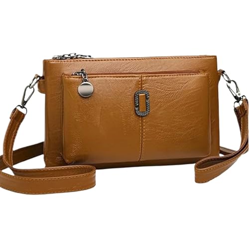 FJZFXKZL Blaciokamith Handytasche mit großer Kapazität, Umhängetasche, weiche Ledertasche mit mehreren Taschen, Umhängetasche(Brown) von FJZFXKZL