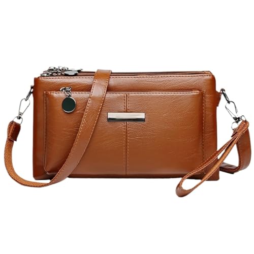 FJZFXKZL Blaciokamith Handytasche mit großer Kapazität, Umhängetasche, weiche Ledertasche mit mehreren Taschen, Umhängetasche(Brown-A) von FJZFXKZL