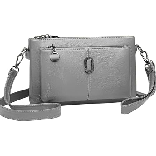 FJZFXKZL Blaciokamith Handytasche mit großer Kapazität, Umhängetasche, weiche Ledertasche mit mehreren Taschen, Umhängetasche(Light Grey) von FJZFXKZL