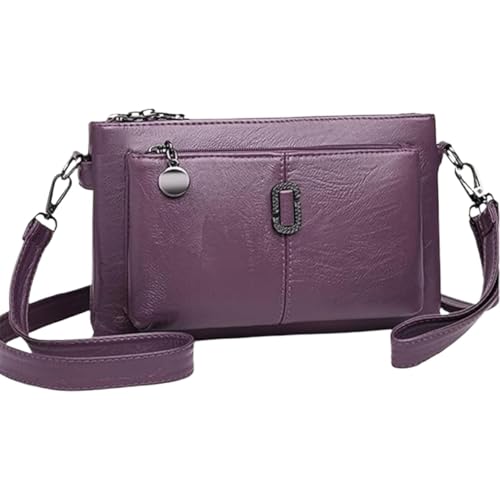 FJZFXKZL Blaciokamith Handytasche mit großer Kapazität, Umhängetasche, weiche Ledertasche mit mehreren Taschen, Umhängetasche(Purple) von FJZFXKZL
