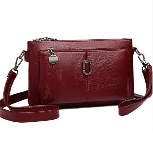 FJZFXKZL Blaciokamith Handytasche mit großer Kapazität, Umhängetasche, weiche Ledertasche mit mehreren Taschen, Umhängetasche(Red) von FJZFXKZL
