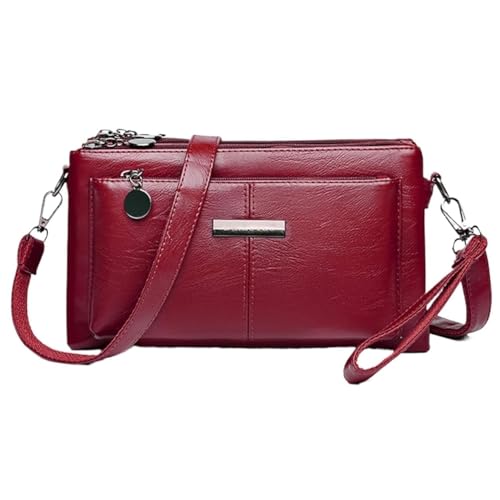 FJZFXKZL Blaciokamith Handytasche mit großer Kapazität, Umhängetasche, weiche Ledertasche mit mehreren Taschen, Umhängetasche(Red-A) von FJZFXKZL