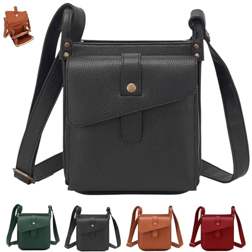 FJZFXKZL Dollver Umhängetasche, Dollver Umhängetasche for Damen, Umhängetasche aus Leder mit speziellem Design, Schultertasche(Black) von FJZFXKZL