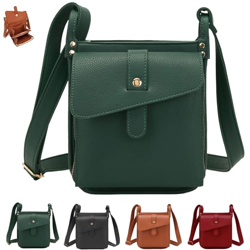 FJZFXKZL Dollver Umhängetasche, Dollver Umhängetasche for Damen, Umhängetasche aus Leder mit speziellem Design, Schultertasche(Green) von FJZFXKZL