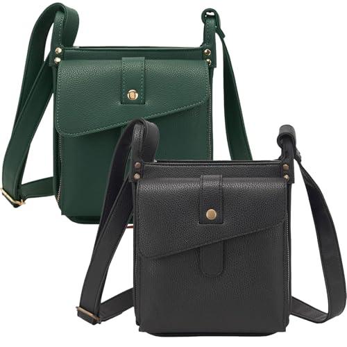 FJZFXKZL Dollver Umhängetasche, Dollver Umhängetasche for Damen, Umhängetasche aus Leder mit speziellem Design, Schultertasche(Green+Black) von FJZFXKZL