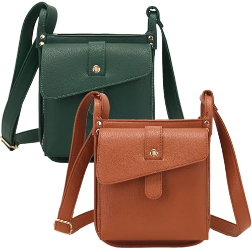 FJZFXKZL Dollver Umhängetasche, Dollver Umhängetasche for Damen, Umhängetasche aus Leder mit speziellem Design, Schultertasche(Green+Orange) von FJZFXKZL