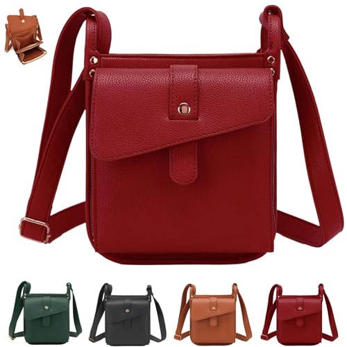 FJZFXKZL Dollver Umhängetasche, Dollver Umhängetasche for Damen, Umhängetasche aus Leder mit speziellem Design, Schultertasche(Red) von FJZFXKZL