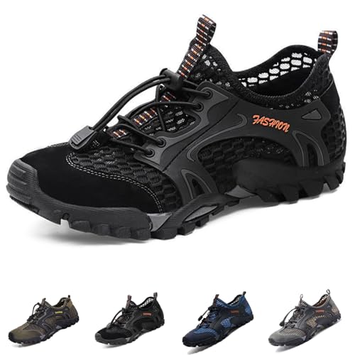 FJZFXKZL Kangoosport Herren-Barfußschuhe aus atmungsaktivem Mesh mit Rutschfester Sohle,schnelltrocknende Wasserschuhe for Herren(Black,39 EU) von FJZFXKZL